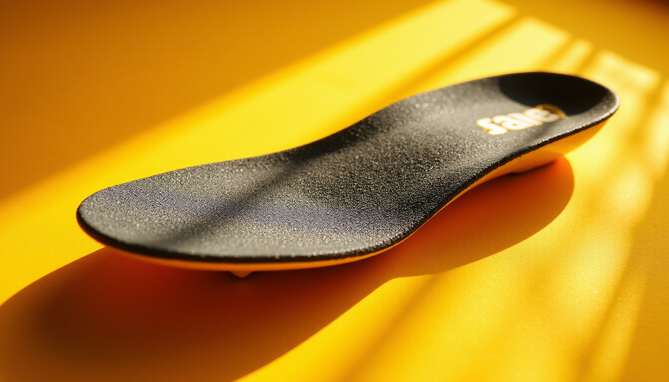  Cutaway shoe showing cushioned insole, biomechanical support, golfer stance accuracy, warm golden light