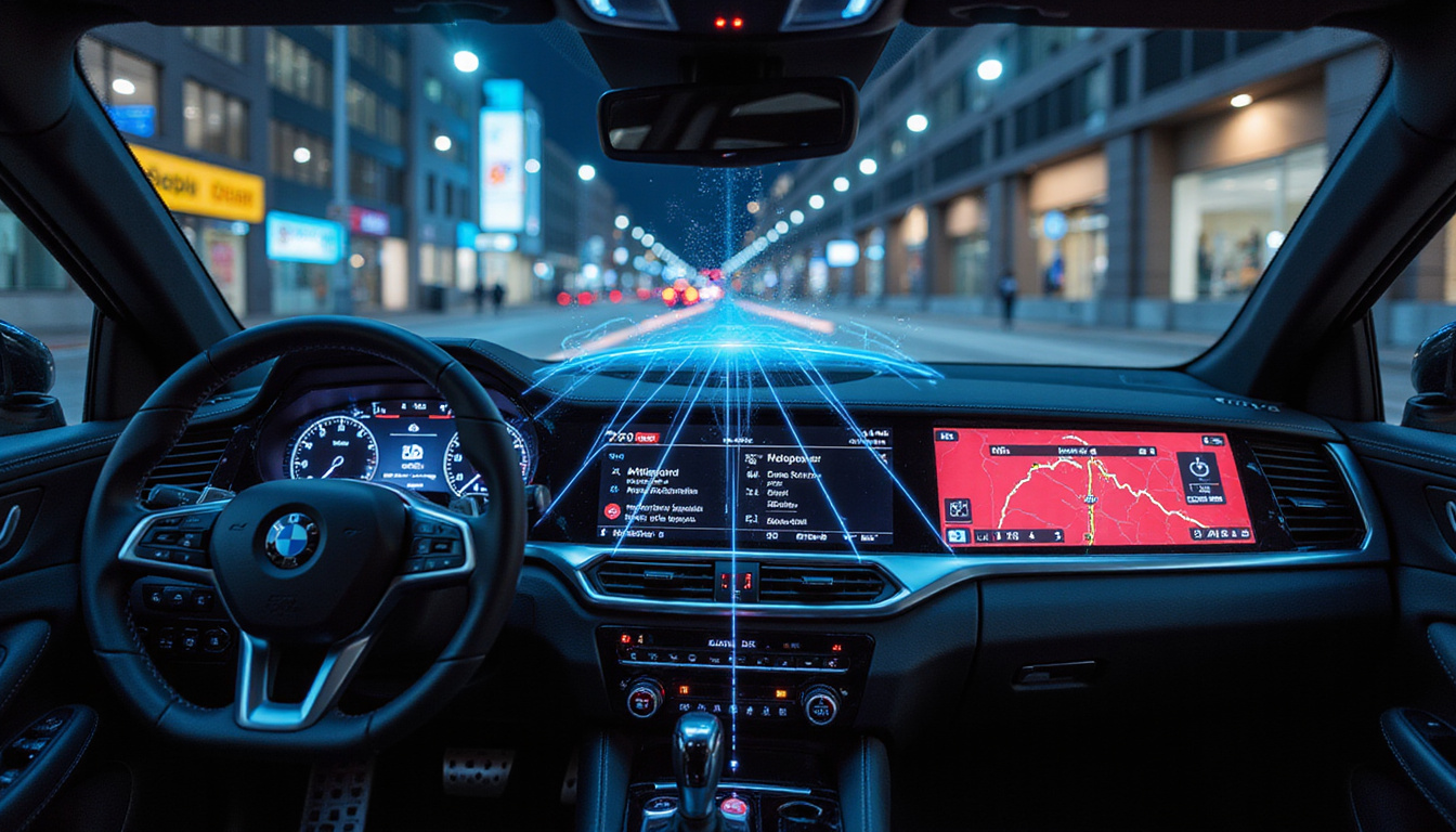  Cutaway vehicle dashboard with sensor fusion overlay, torque vector lines, urban night telemetry display