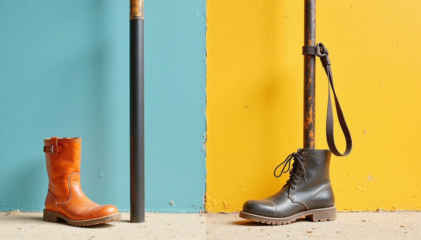  Split-scene: proper versus improper pole length and strap use, muddy boots, cautionary tone