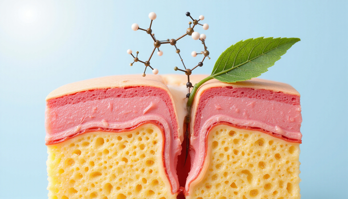  Scientific cross-section scalp illustration showing progesterone molecules stimulating follicle growth, vibrant glossy hair