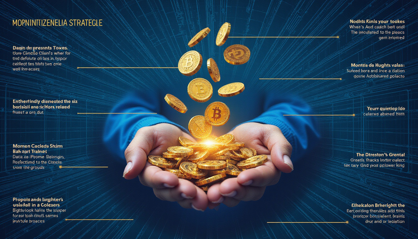  Blueprint-style infographic showing monetization strategies, tokens flowing into creators