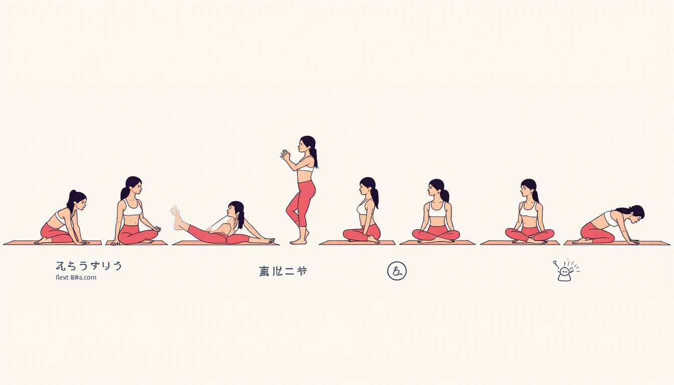  Illustrated step-by-step breath technique sequence, calm pastel palette, minimal icons, clear labels