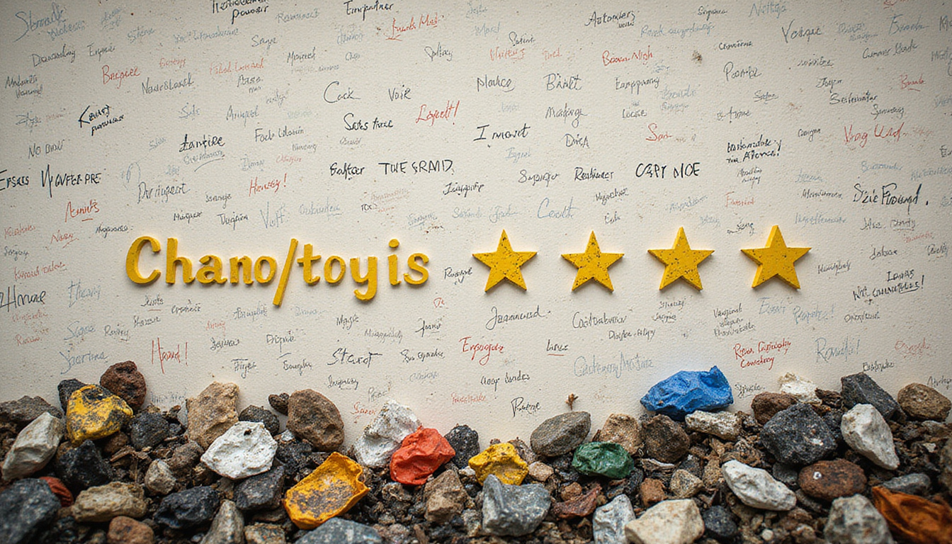  Collage of handwritten customer complaints, bold star ratings, exposed trash piles, dramatic cinematic lighting