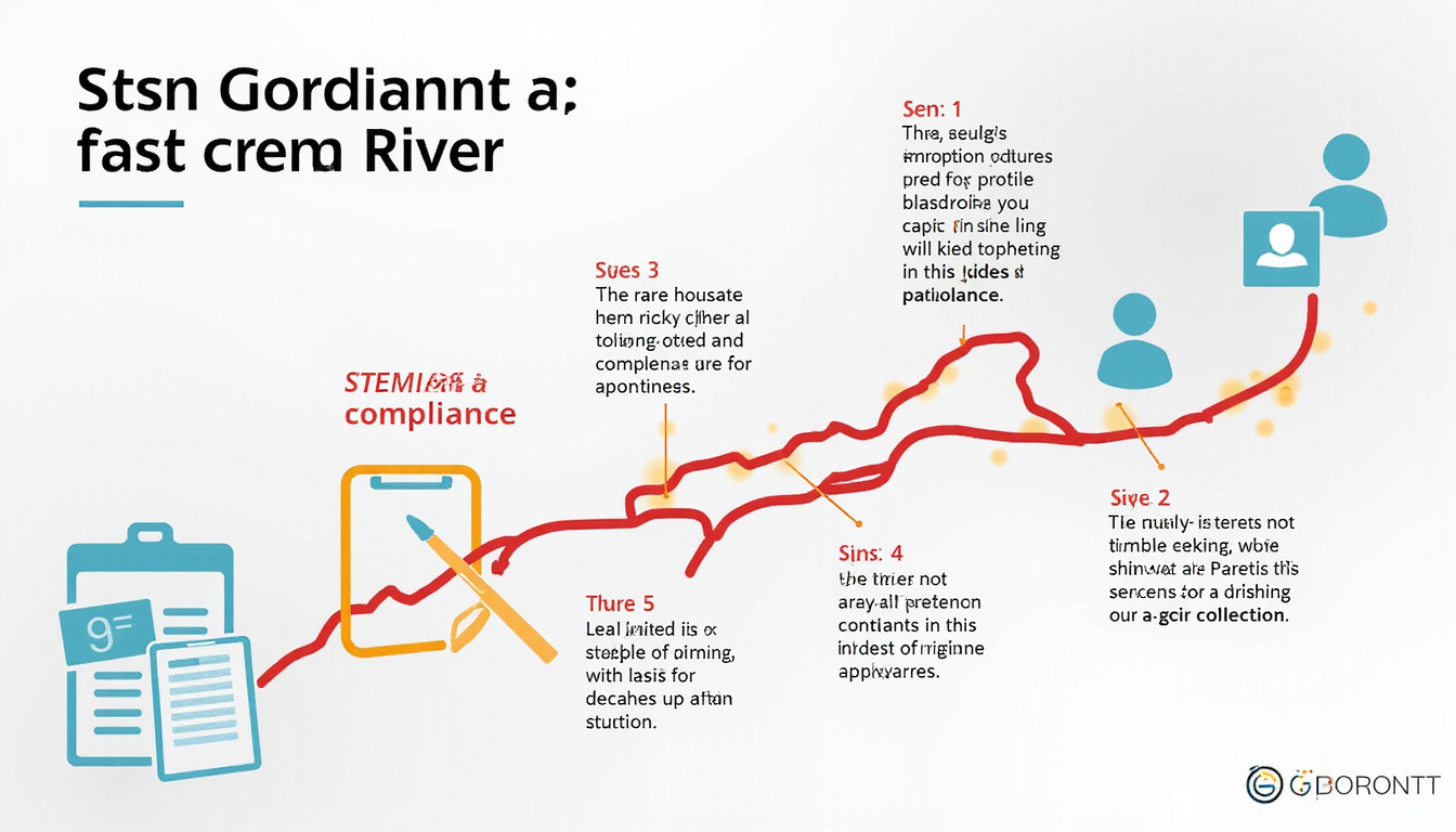  Minimalist infographic of fast compliance steps, clipboard icons, Red River map, bold clear typography