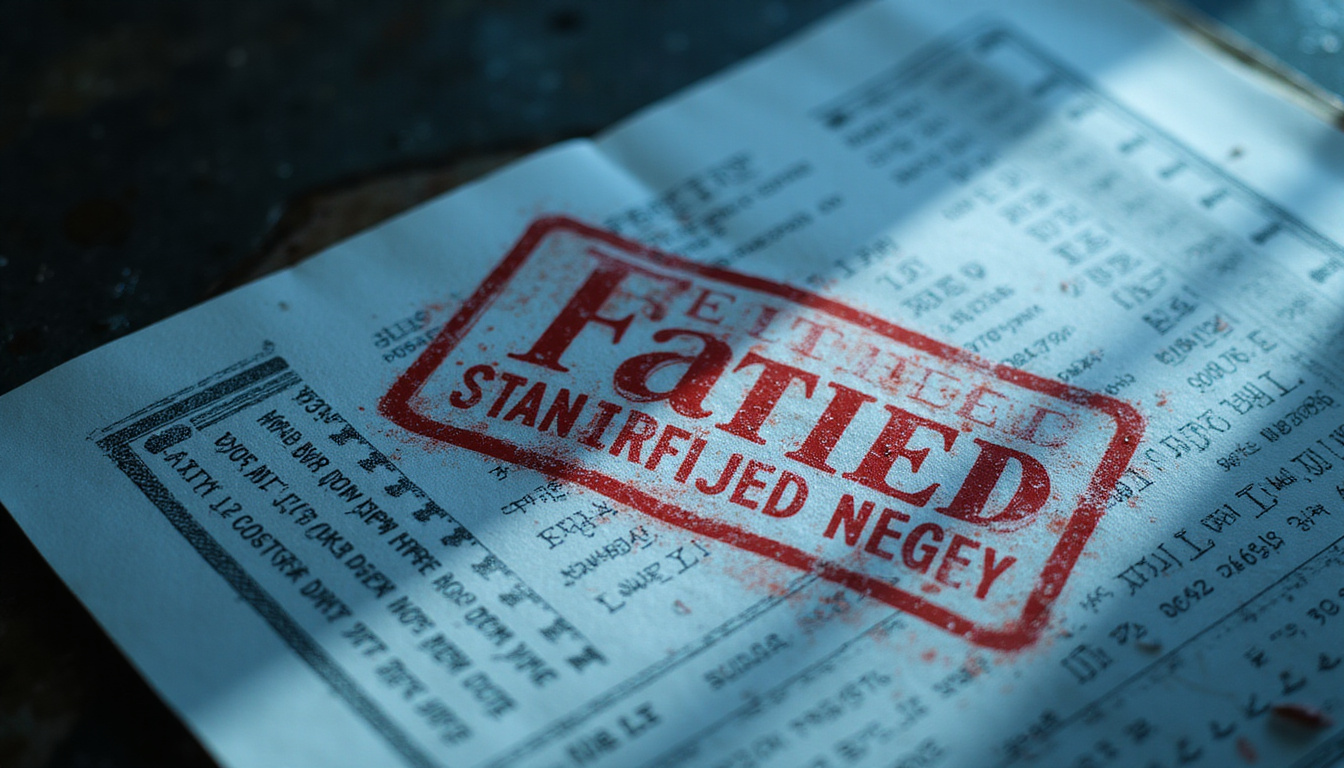  Shadowy fake auditor stamping verified on translucent ledgers, smoke, binary code background