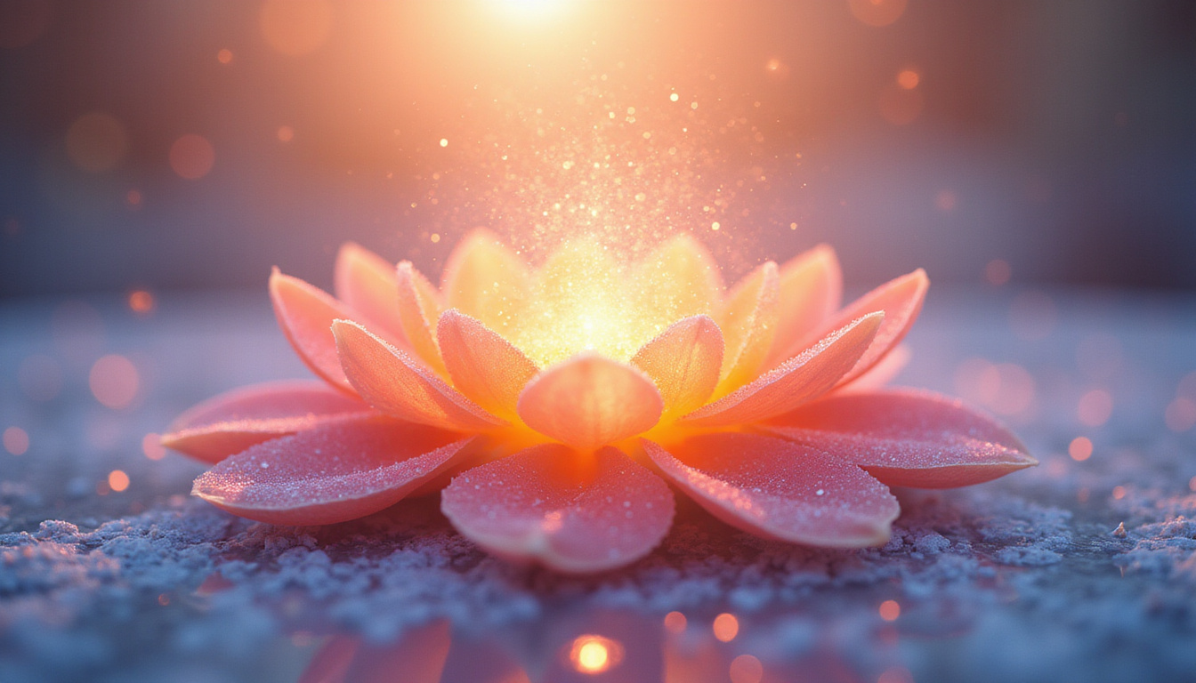  Surreal Satori moment: mind blossoms into radiant mandala of light, floating particles, pastel sunrise calm