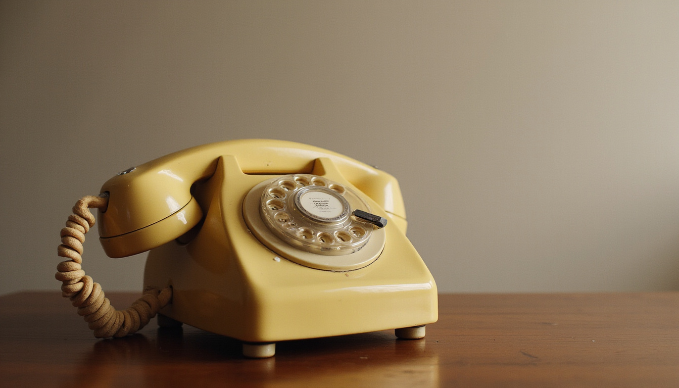  Vintage telephone ringing by itself on table, cold breath mist, faded lipstick on receiver