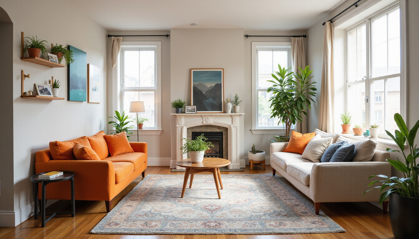  Before-and-after living room transformation, clutter tossed, serene minimalist space, warm natural light