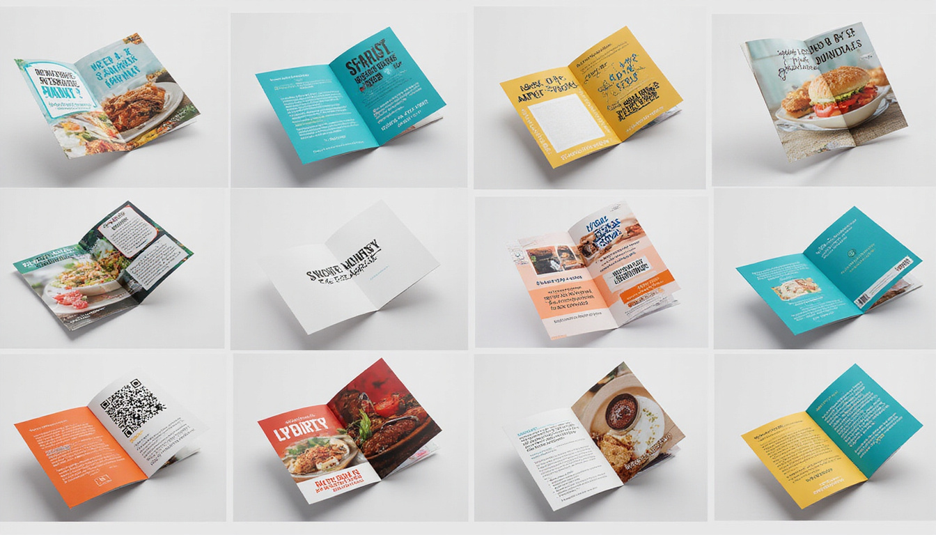  Dynamic collage of print insert designs: personalized note, QR loyalty code, colorful CTA stickers