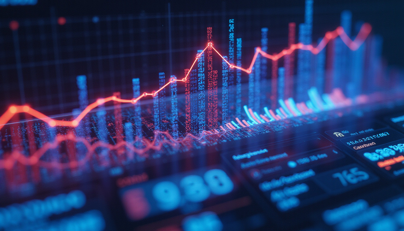  Digital dashboard of rising reimbursement graphs and magnified ICD10 codes, fast-moving neon data streams