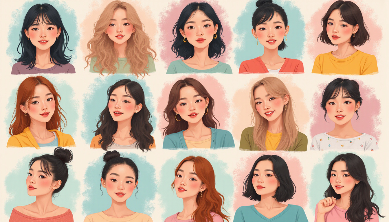  Journal-style collage of portraits months 0 to 12 on HRT, hopeful expressions, soft pastel palette