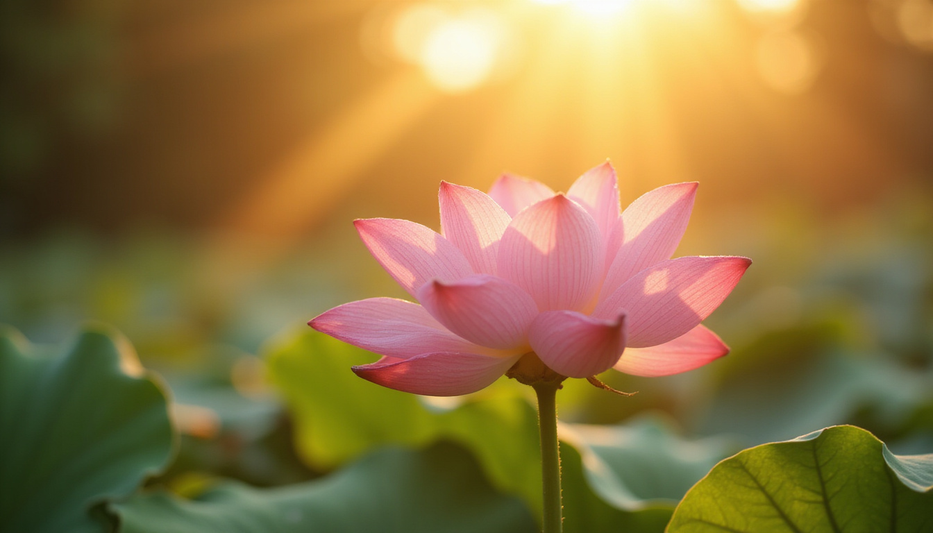  Soulful blog cover with lotus mandala, warm sunbeams, ethereal bokeh, inviting digital followers
