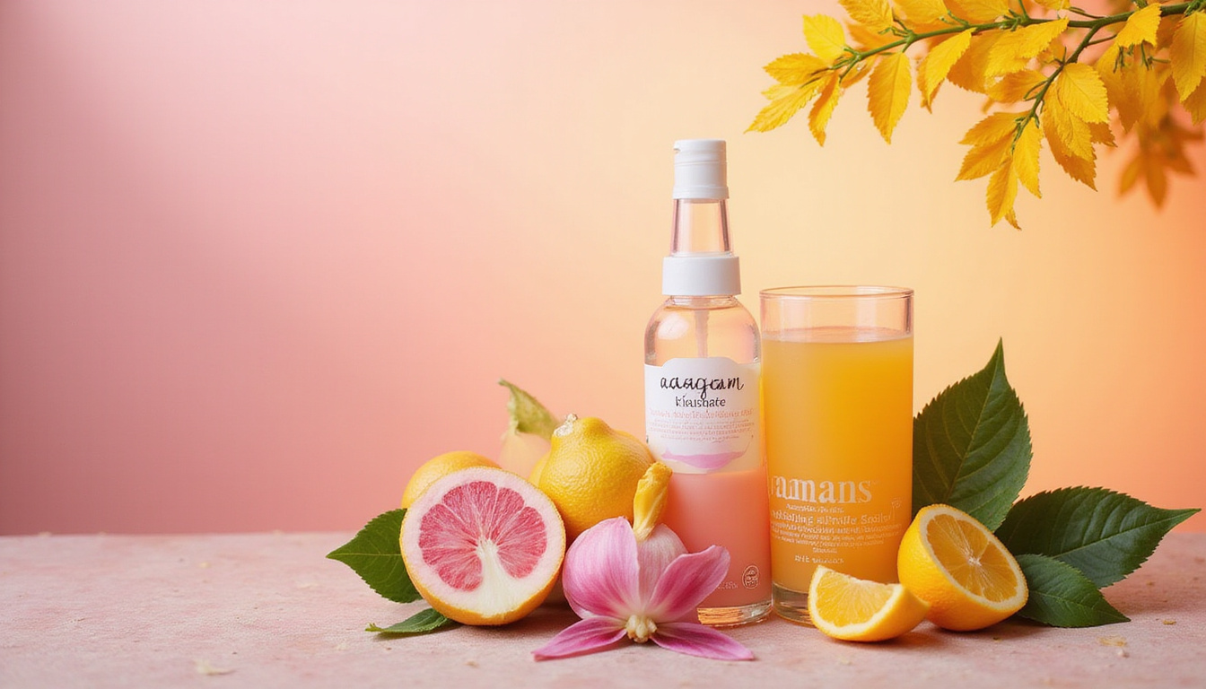  Adegan sampo botani: tetesan air, kelopak bunga, rambut panjang sehat berkilau