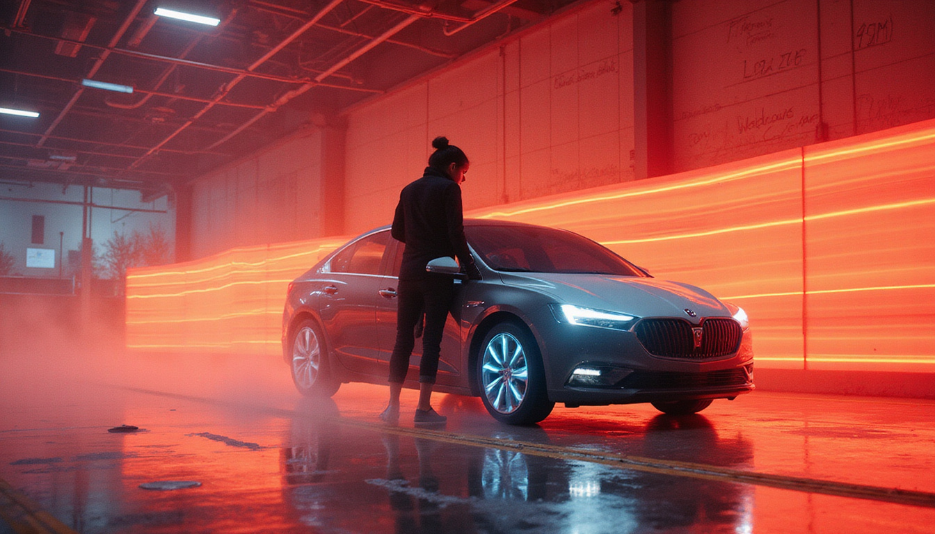  Futuristic coach guiding ergonomic movement hacks with motion trails, warm lighting, hopeful expression