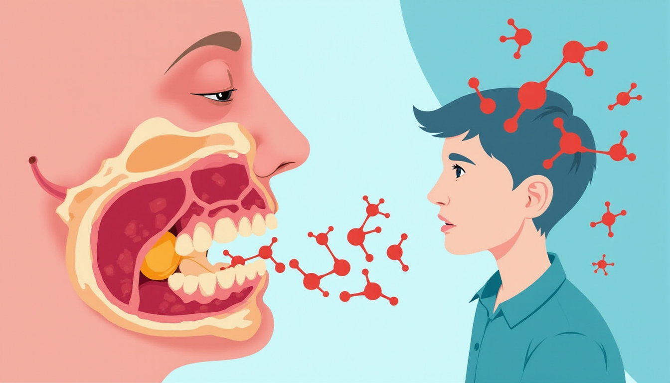  Illustration of pituitary gland releasing prolactin, dopamine molecules counteracting, clean medical infographic