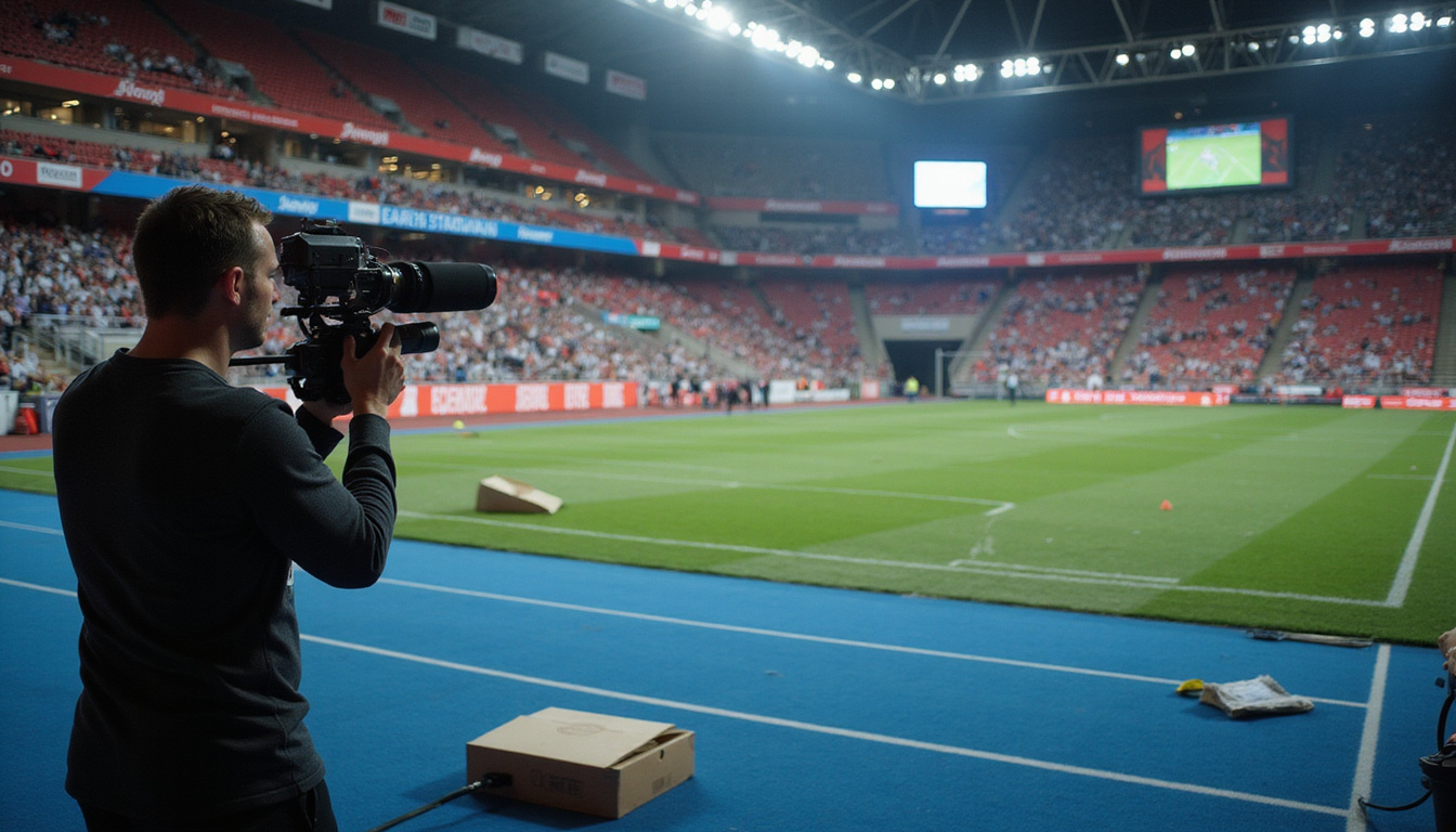 Training scenario: spotters practicing rapid response drills in stadium, simulated hazards, LED markers