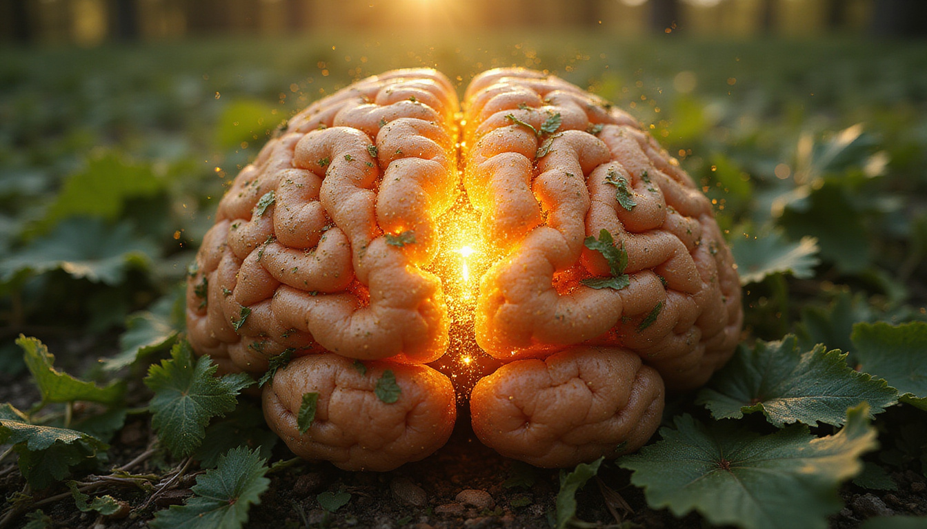  Ancient golden key unlocking a luminous brain, vines healing wounds, sunrise transformation