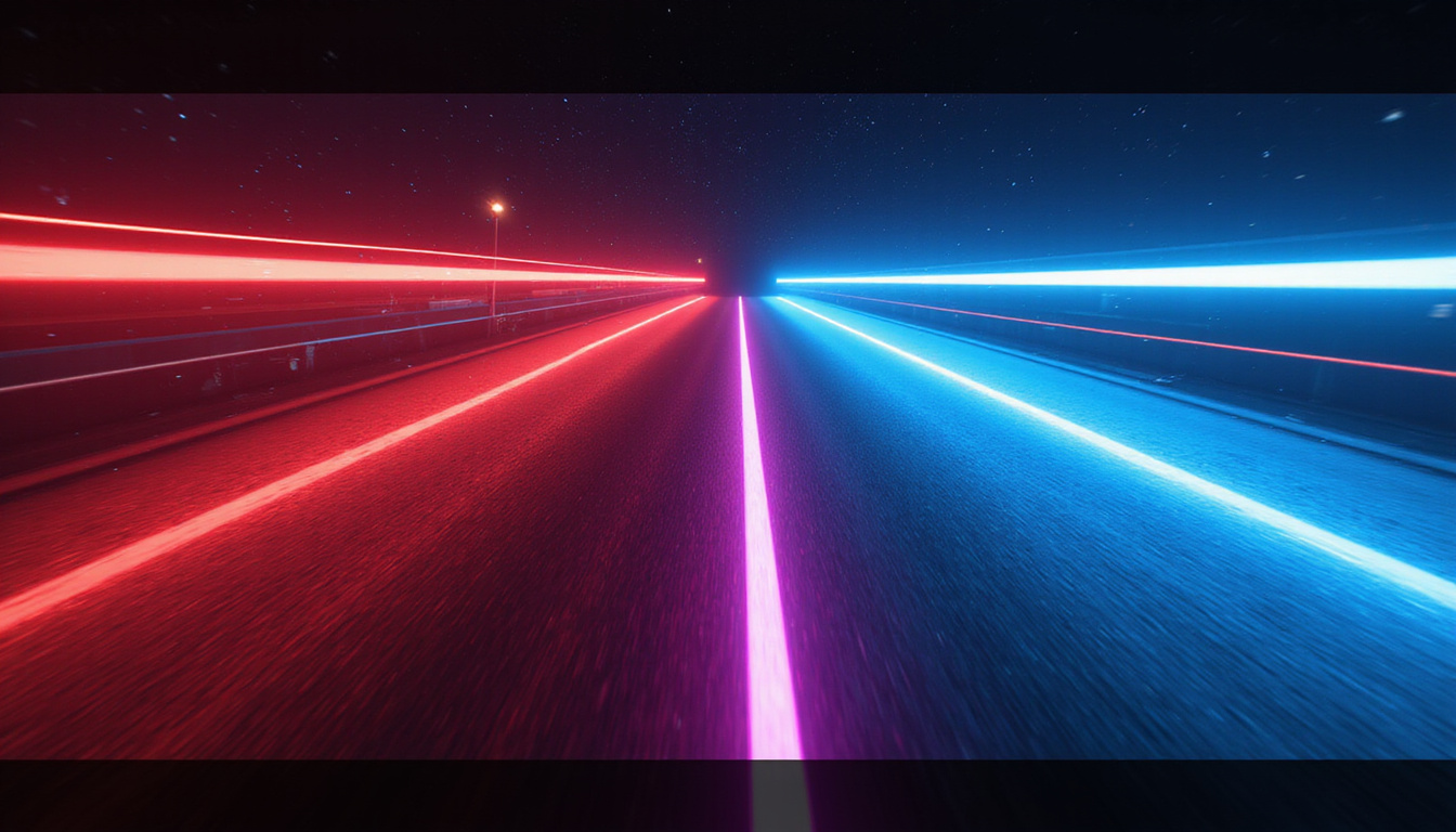 Before-and-after split-screen: laggy app with red warnings versus optimized app racing neon trails