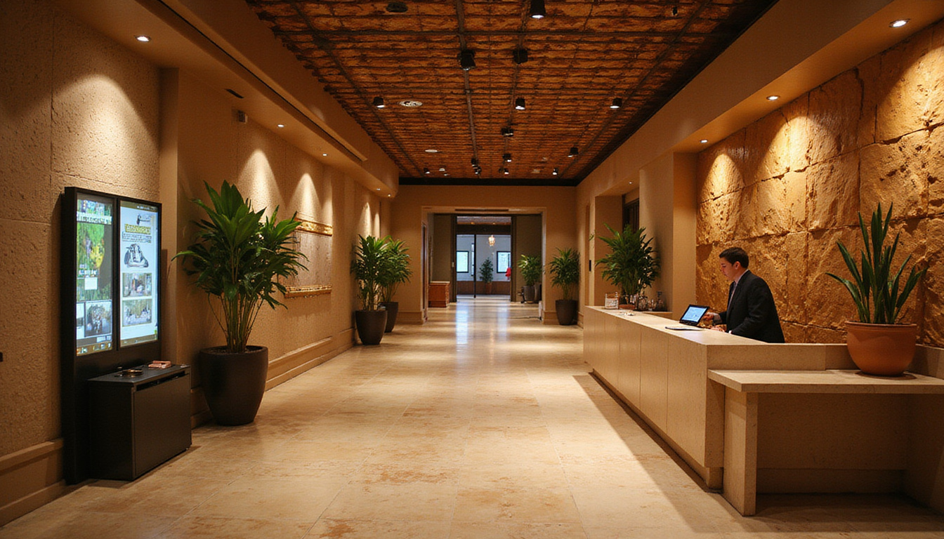  VIP priority lane, sleek concierge scanning digital pass, Nile-inspired decor, warm ambient lighting