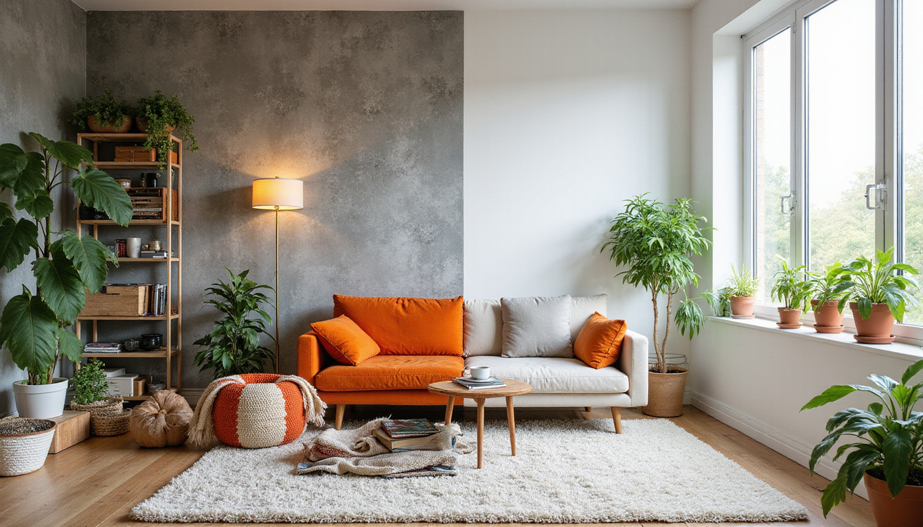 Before-and-after living room split image: chaotic clutter transforming into serene minimalist space, plants