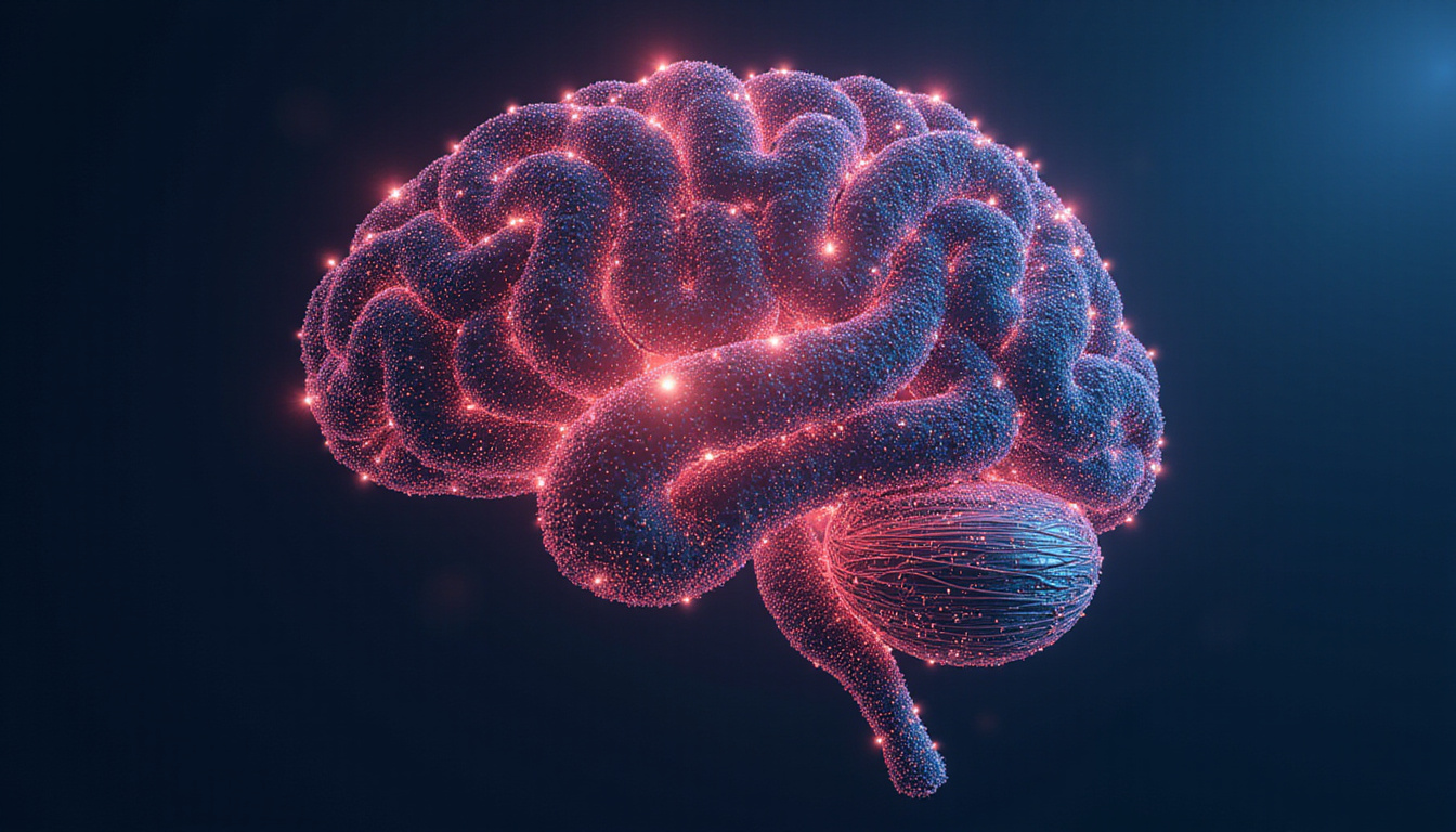  Abstract brain-shaped network of gears and data streams, decision nodes lighting, calm productivity