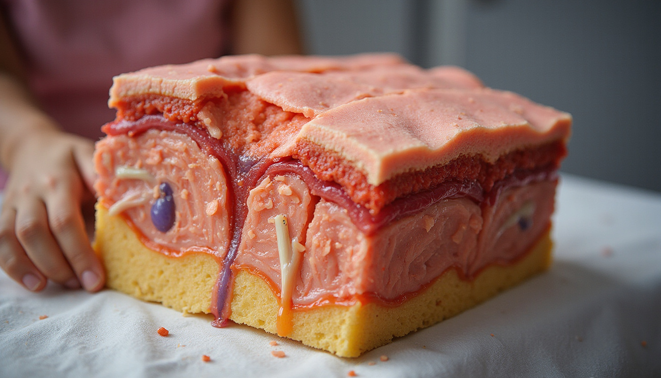  Cross-sectional anatomy, scar tissue parted by saline stream, nerve illuminated, patient relaxed, warm tones