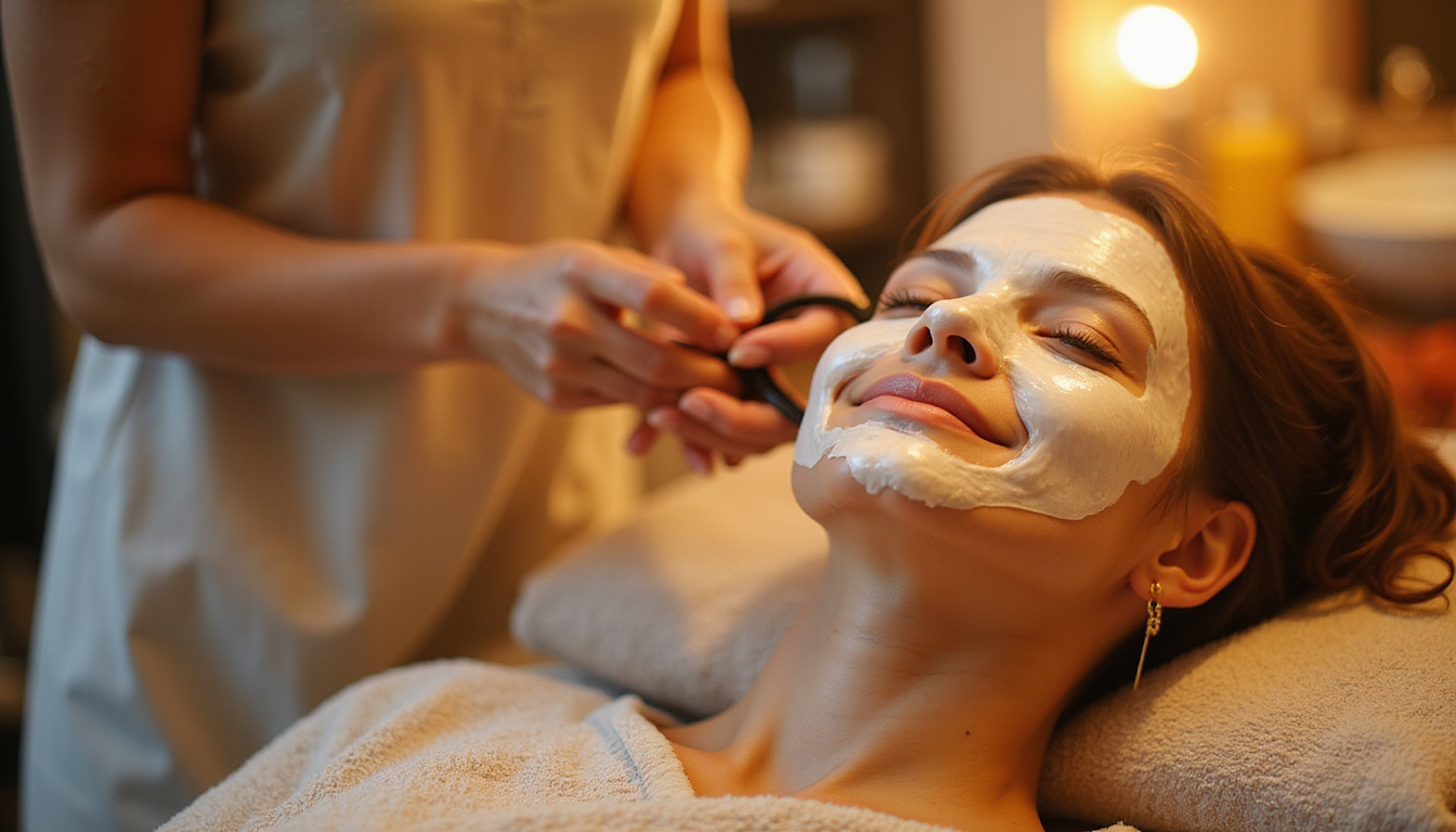  Hands applying nourishing hair mask, warm towel, glowing salon light, fresh trimmed ends