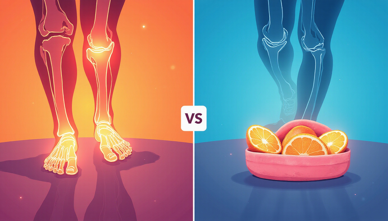  Vibrant educational illustration: healthy versus degenerated cartilage, exercises, nutrition, knee brace, glowing repair