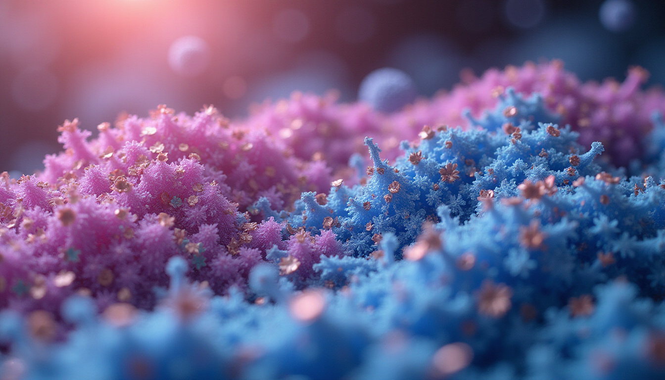  Microscopic scene: inhibitor molecules forming crystalline wall, blocking metastatic cancer cell invasion
