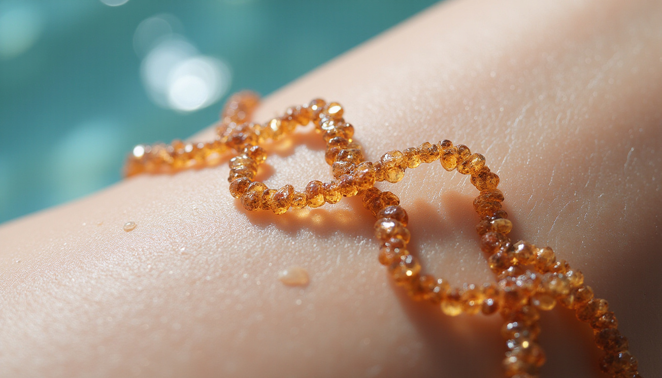  Close-up molecular collagen helix entwined with botanical extracts, luminous skin texture, clinical spa backdrop