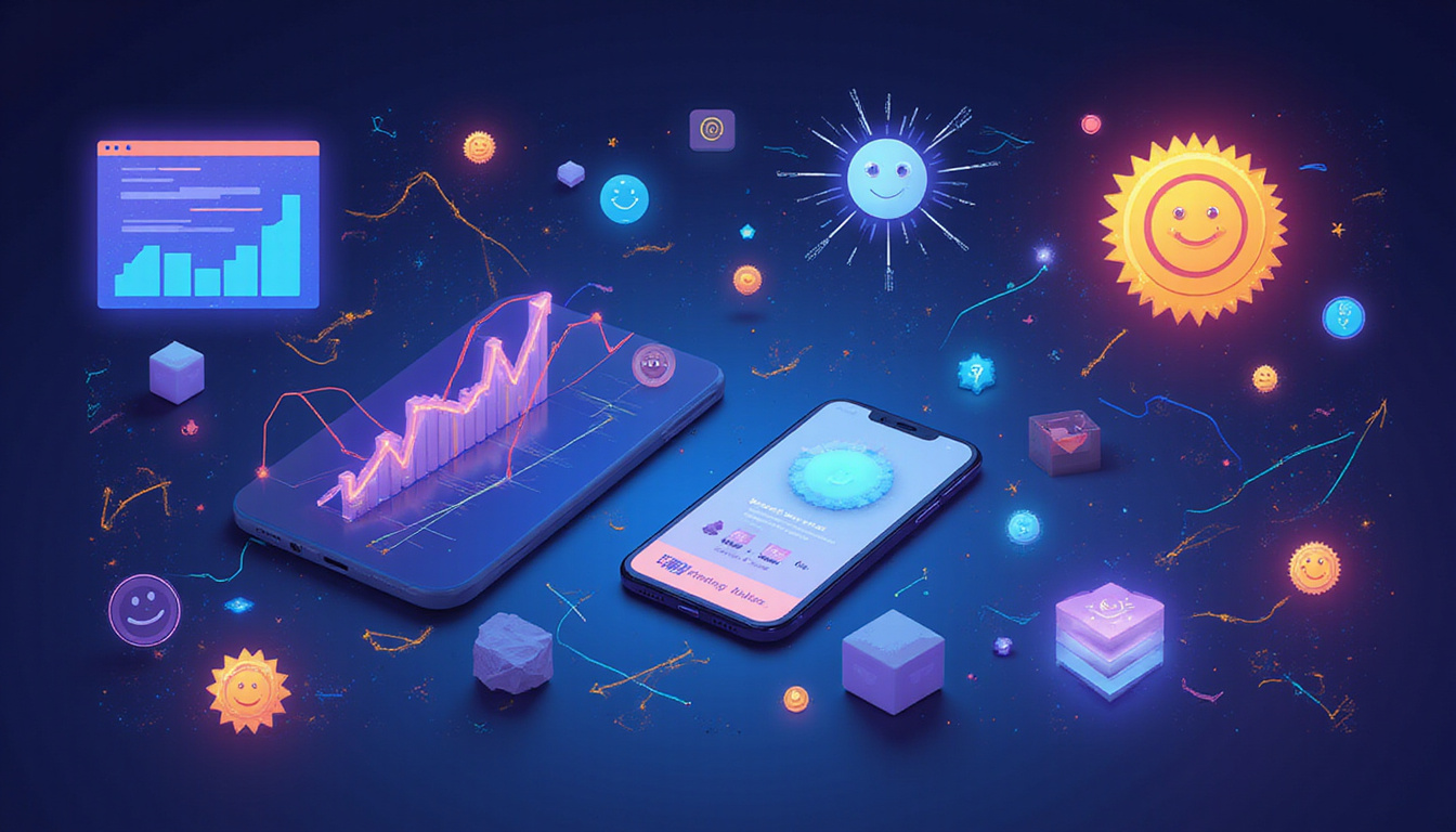  High-energy montage of engagement metrics, badges, smartphones, group projects, glowing performance graphs, optimistic faces
