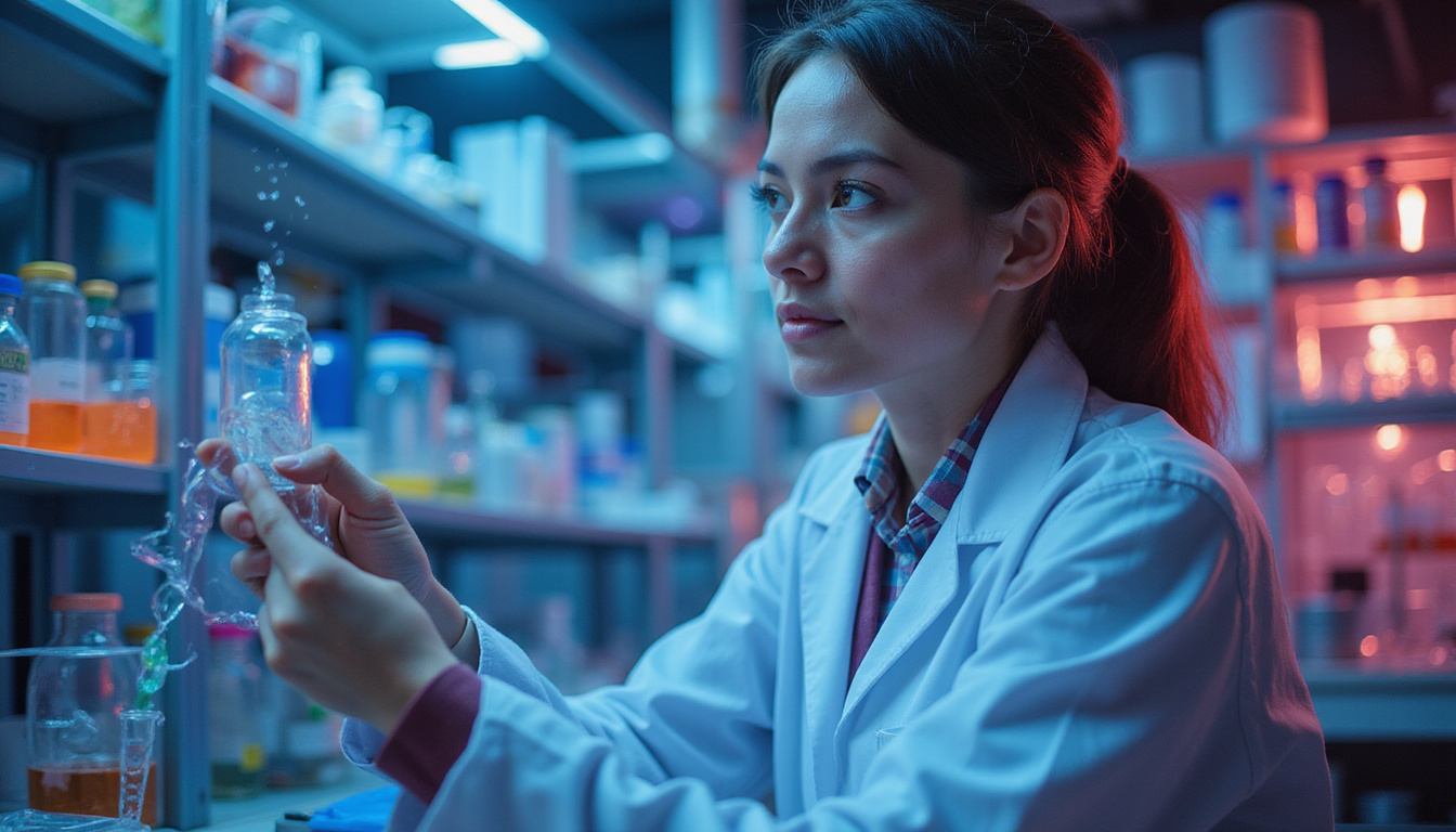  Futuristic lab scene, pipettes, DNA sequence, AR receptor binding visualized, next-step treatment pathway