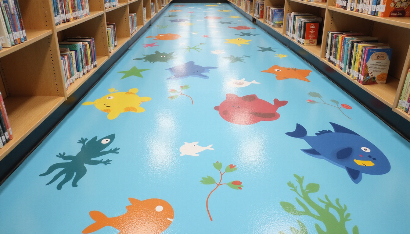  Whimsical ocean-themed floor decals in children