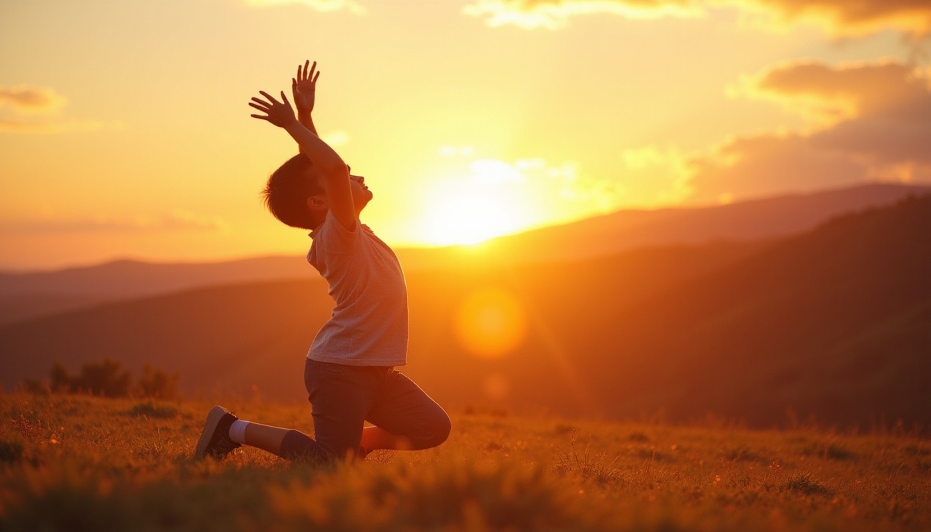 Athletic man doing child