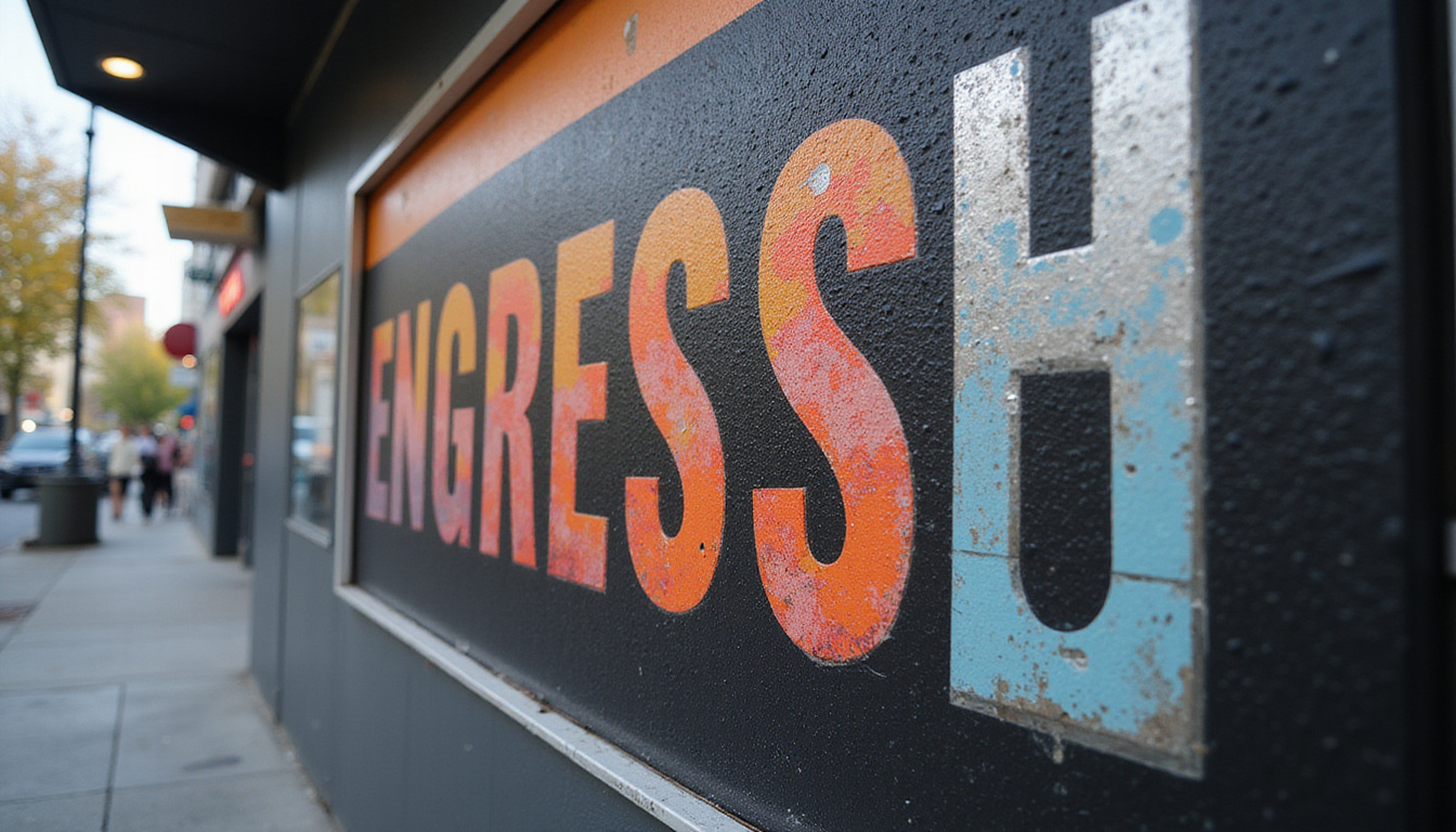  High-impact kiosk wrap close-up: oversized typography, textured finishes, reflective metallic accents, energetic street scene