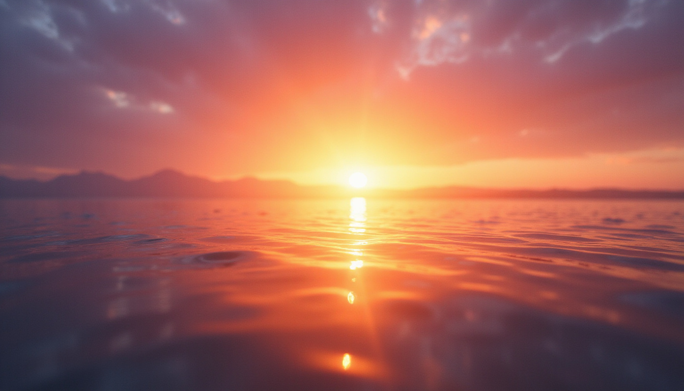 Soft-focus sunrise, translucent pulses of light guiding chaotic thoughts into calm focus