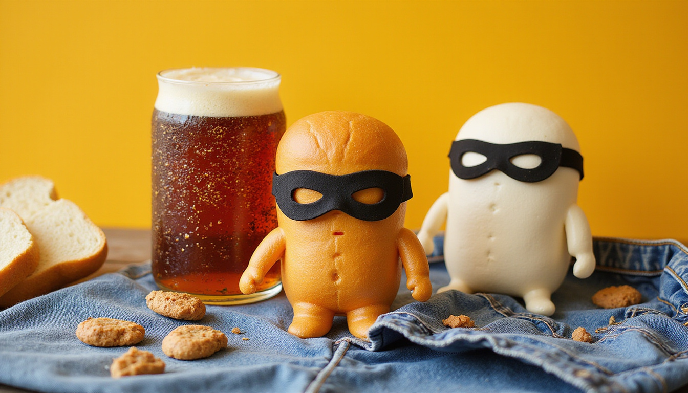  Glistening soda and white bread wearing burglar masks creeping toward shrinking jeans