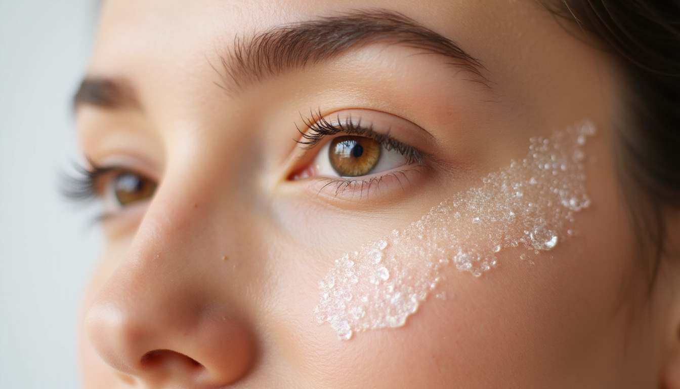  Macro skin closeup absorbing luminous hyaluronan serum, youthful collagen matrix regenerating beneath surface