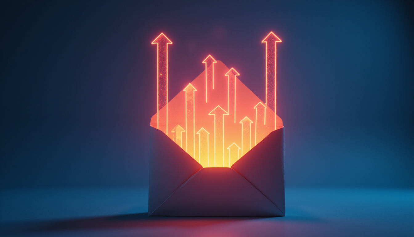  Close-up open envelope revealing glowing analytics, dollar signs transforming into upward arrows, cinematic lighting