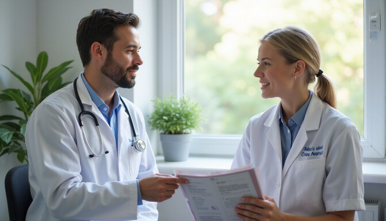  Doctor calmly explaining realistic expectations to patient, minimal downtime brochure, warm reassuring atmosphere