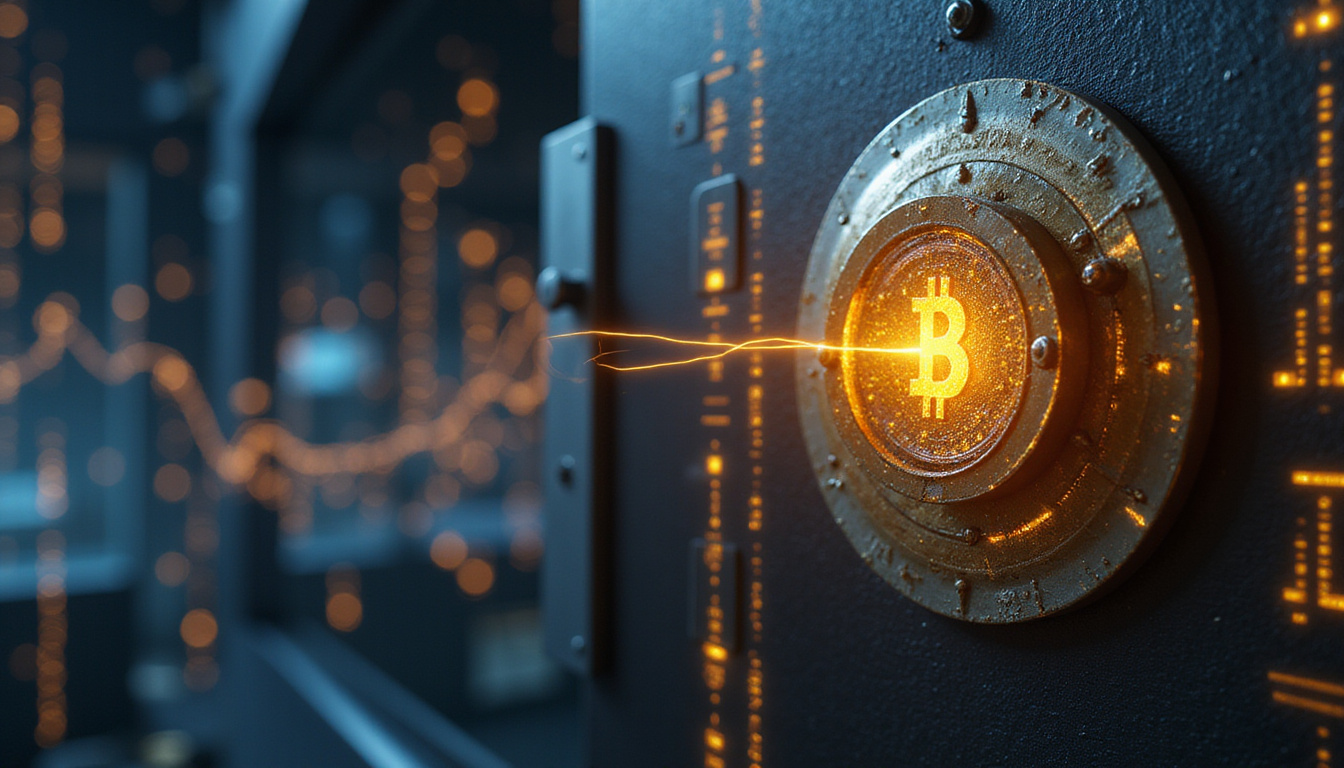  Golden key unlocking digital vault of customer profiles, rising revenue graph, futuristic city
