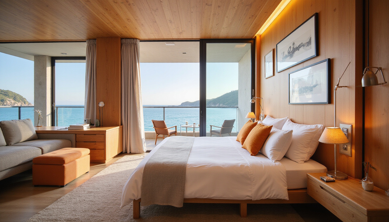 Cozy sleek cabin, plush linens, ocean view balcony, budget travelers dressed chic, warm natural light. luxury cruises cheap.