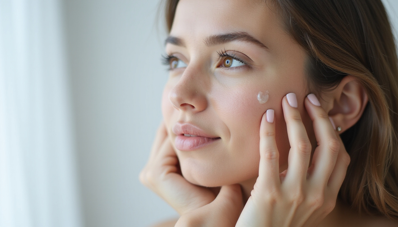  Close-up healthy skin barrier being restored by blue clascoterone serum, non-hormonal breakthrough