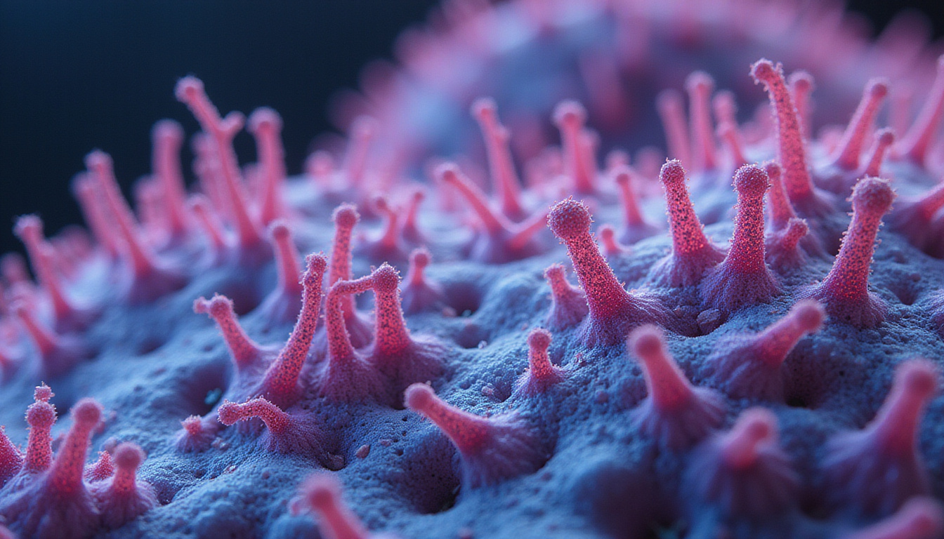  Microscopic close-up of hair follicles responding to hormone imbalance, colorful molecular diagrams, hopeful regrowth