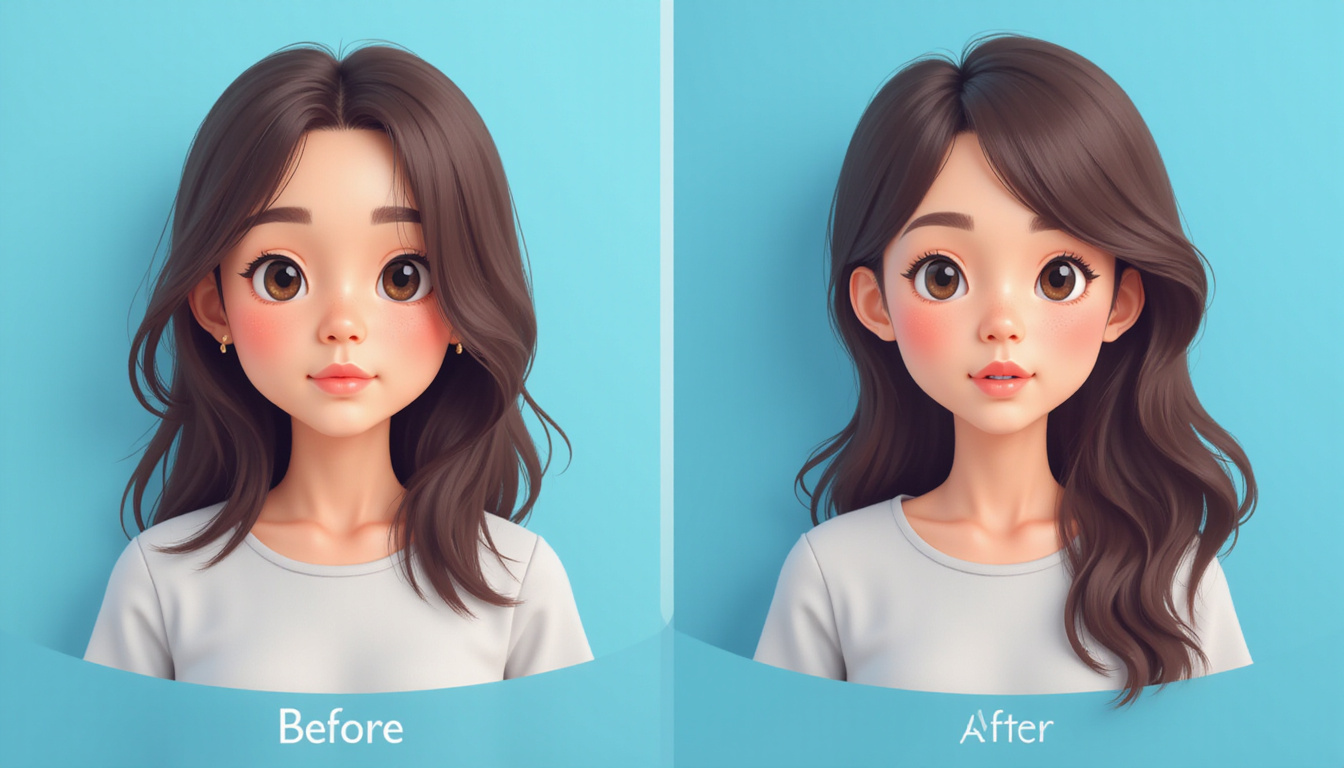  Before and after split: thinning hair to restored shine, diverse patient, clinical soothing blue background