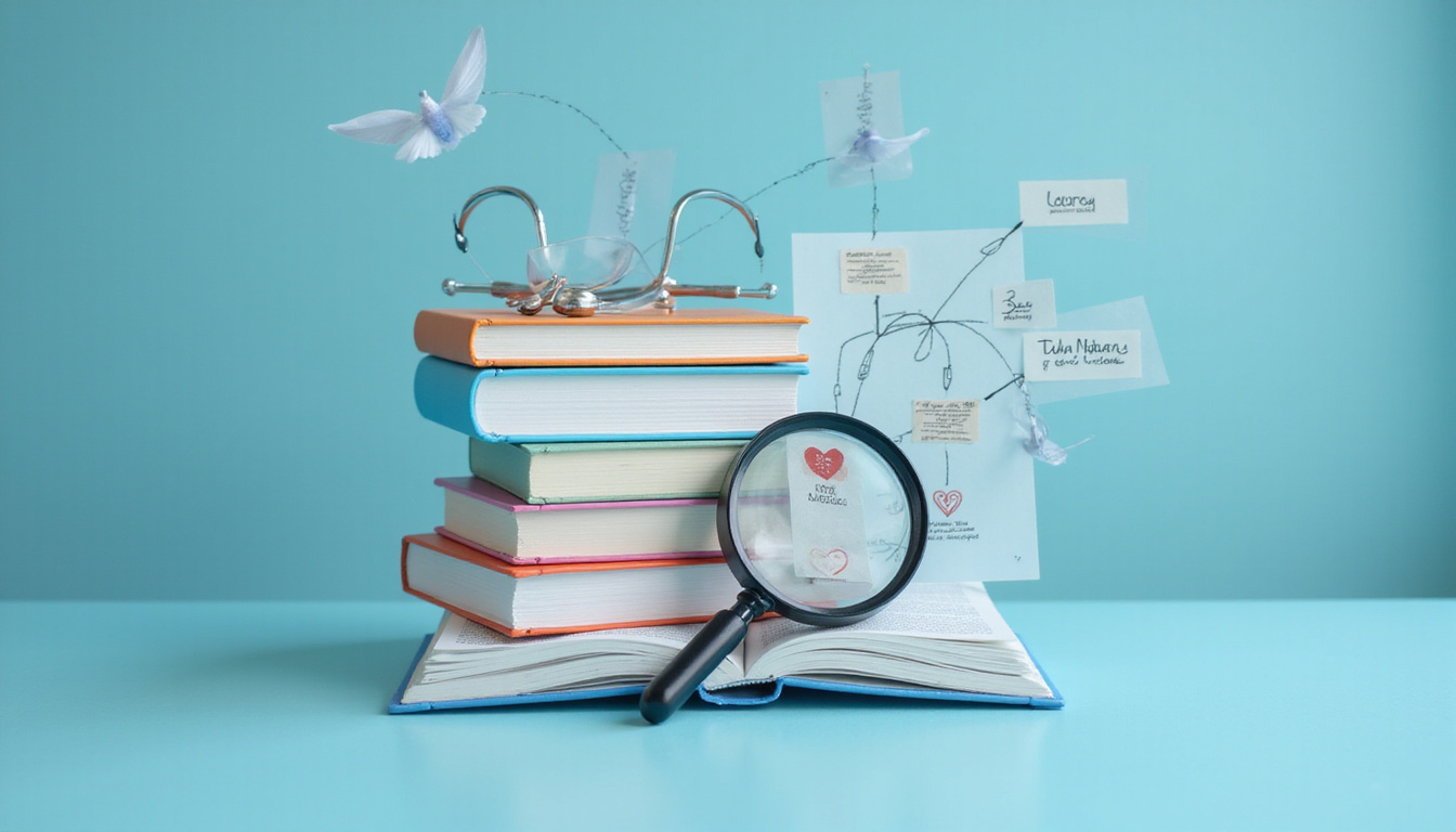  Stacked medical journals morphing into clear decision flowchart, magnifying glass highlighting effective therapy