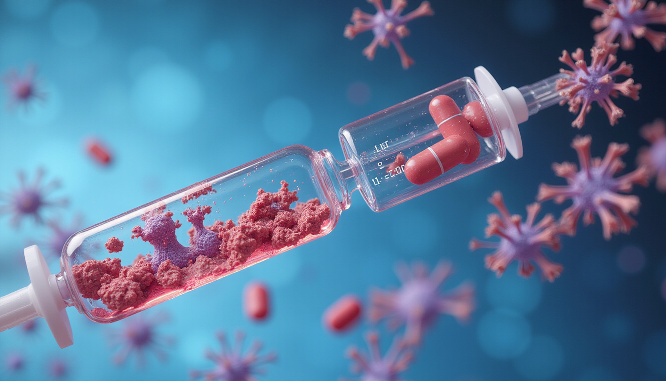  Split-scene: IV infusion racing beside slow oral pill, liver enzymes, receptor binding visualized
