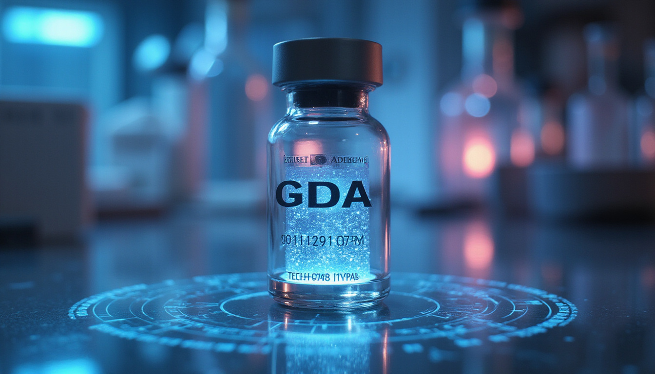  High-tech laboratory vial labeled 