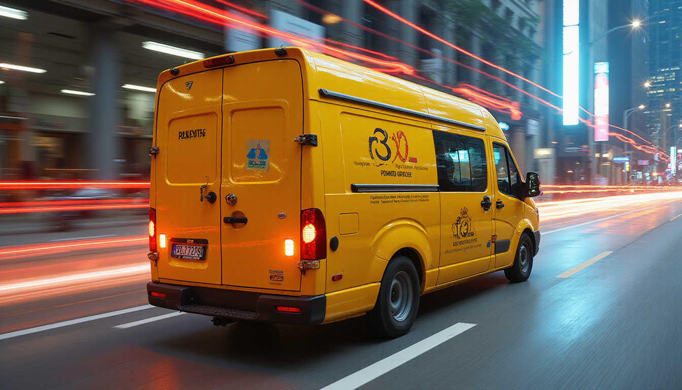 Golden reward tickets, fast-moving recyclable furniture van, neon streaks, insider tip checklist