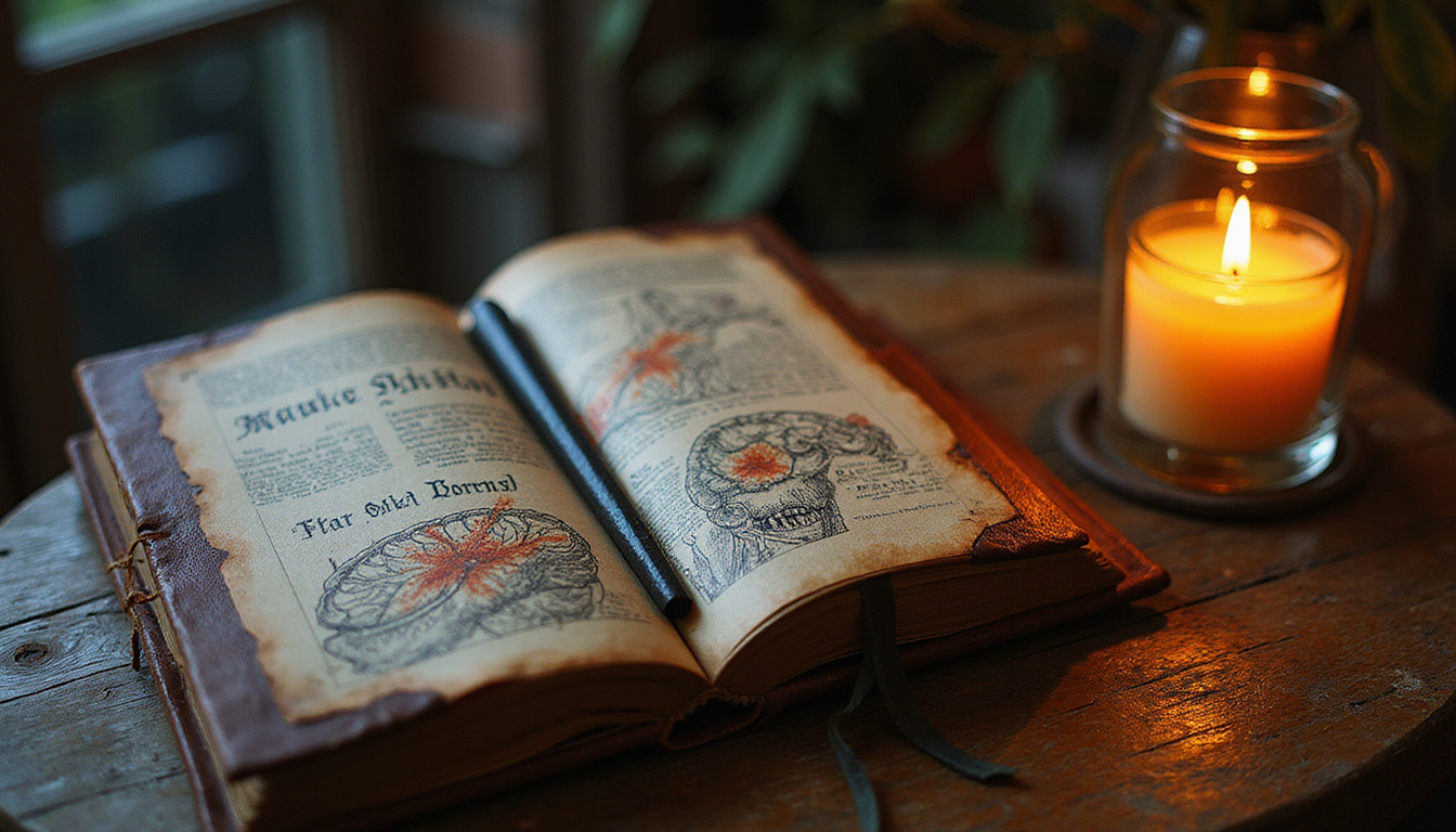  Mysterious leather bound book titled 
